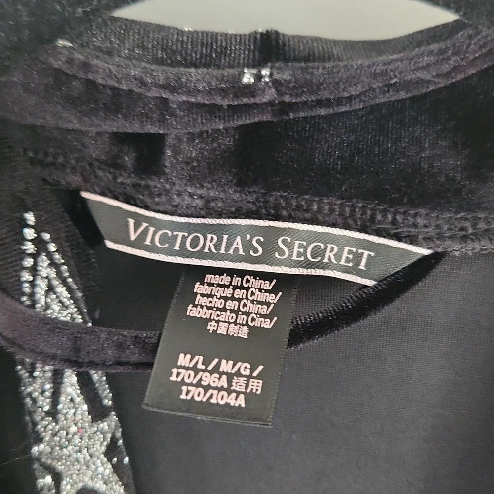 Victoria's Srcret Black Velvet Star Glitter Limited Edition Robe Kimono M/L - Picture 6 of 11